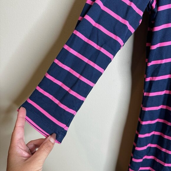 J‎ McLaughlin Lynn Henley Catalina Cloth Navy Blue Pink Striped Dress Size Small - Picture 4 of 14